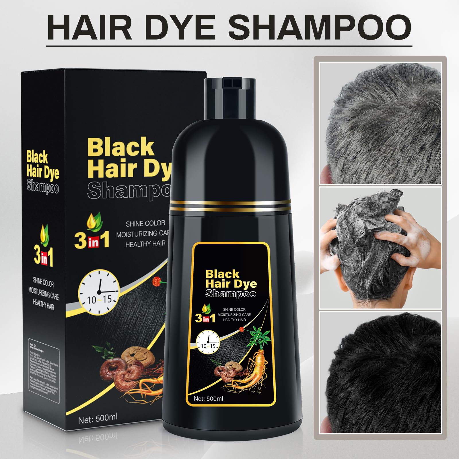 Cosmpro Champú Canas: cobertura duradera en 15-20 minutos para un look natural.