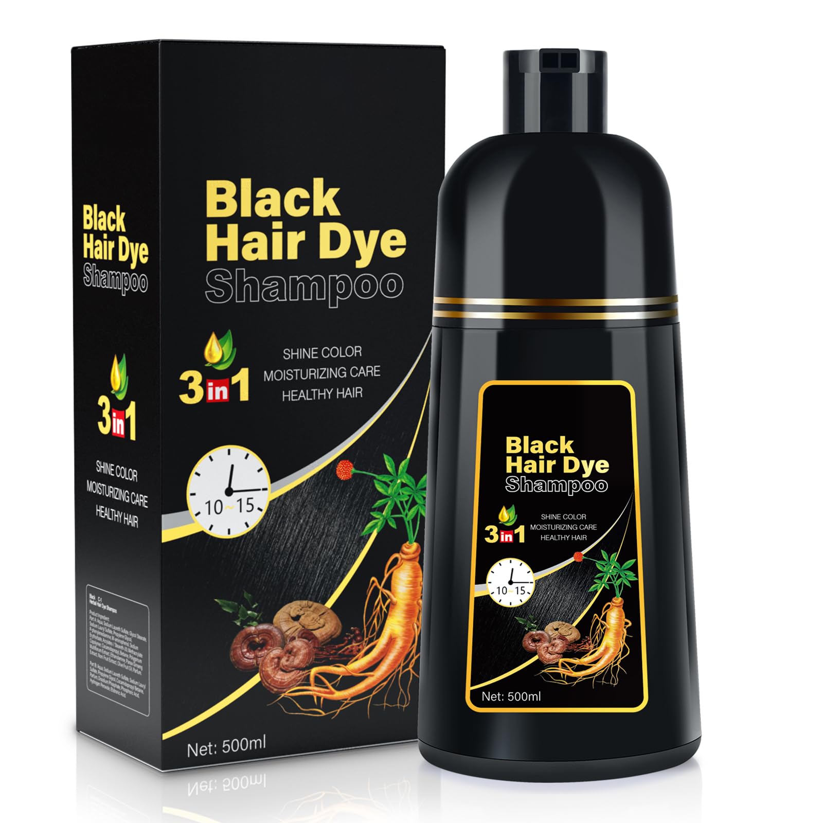 Cosmpro Champú Pintar Canas: botella de shampoo que facilita la cobertura natural.