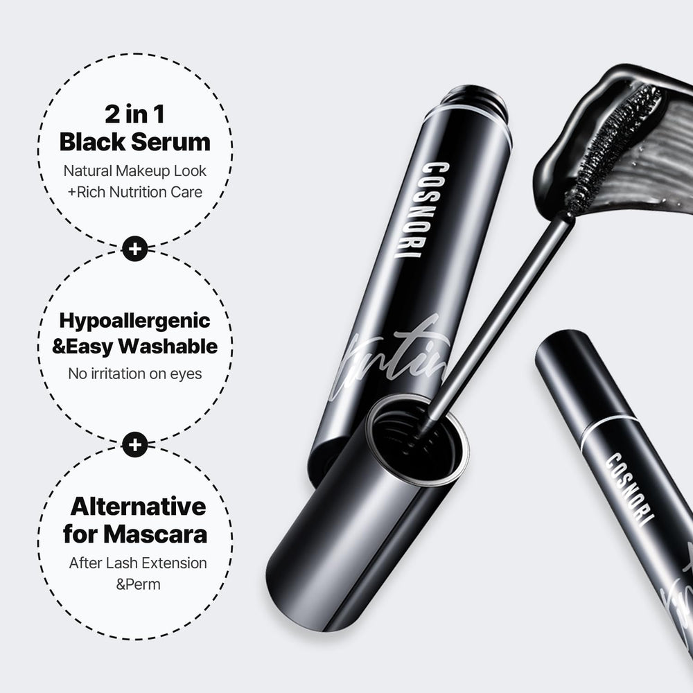 Lash definition appearance from COSNORI Deep Black tint on lashes.