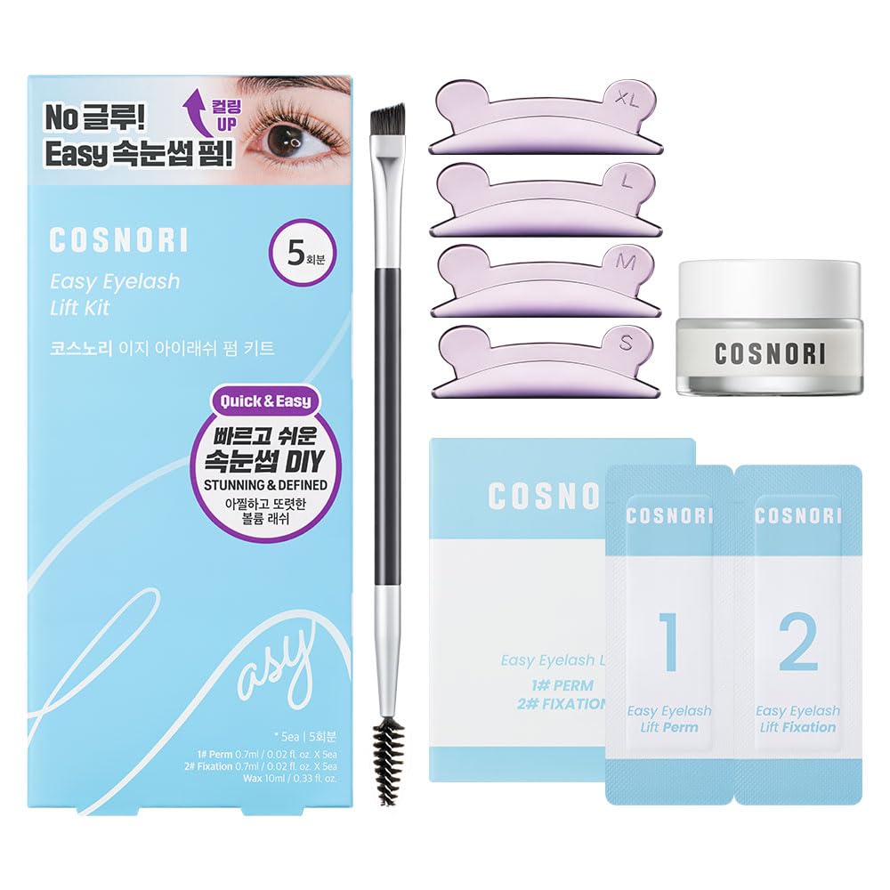 COSNORI kit elevación de pestañas: contenido incluido para uso casero fácil.