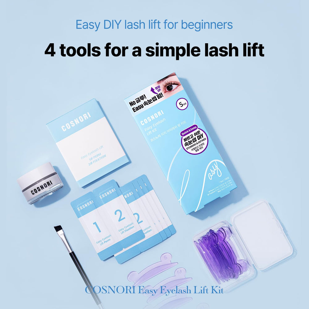 COSNORI kit elevación de pestañas: fórmula suave, adecuada para ojos sensibles.