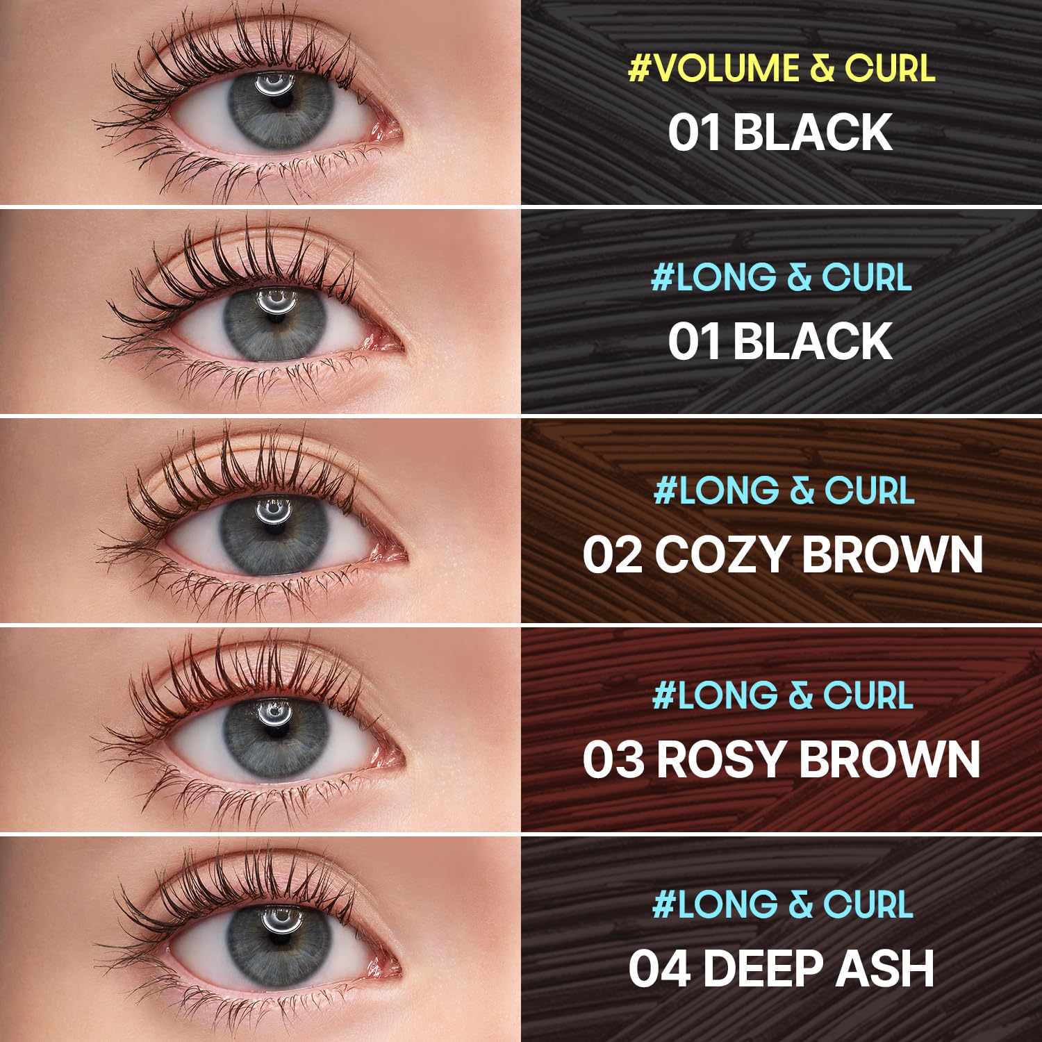 COSNORI Cozy Brown lash swatch demonstrating natural, everyday enhancement