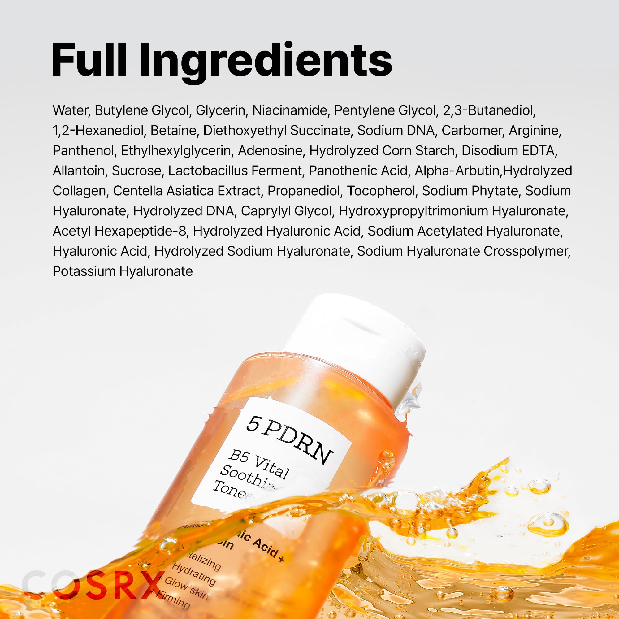 COSRX 5 PDRN B5 Toner, muestra-peso, ideal como regalo o rutina completa.