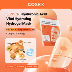 COSRX 5 PDRN mascarilla hidrogel textura, primer plano de la sensación sedosa