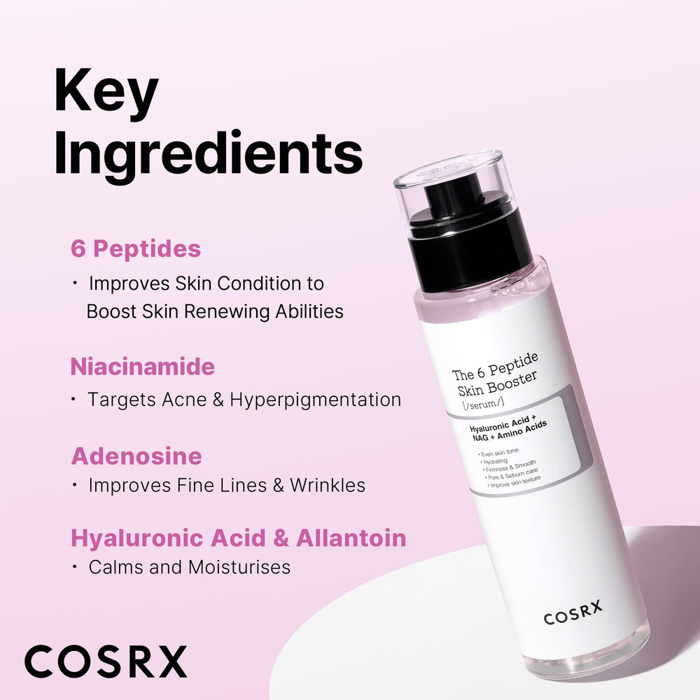 COSRX 6X Peptide Collagen Booster Toner Serum: primer paso fácil para una rutina eficiente.