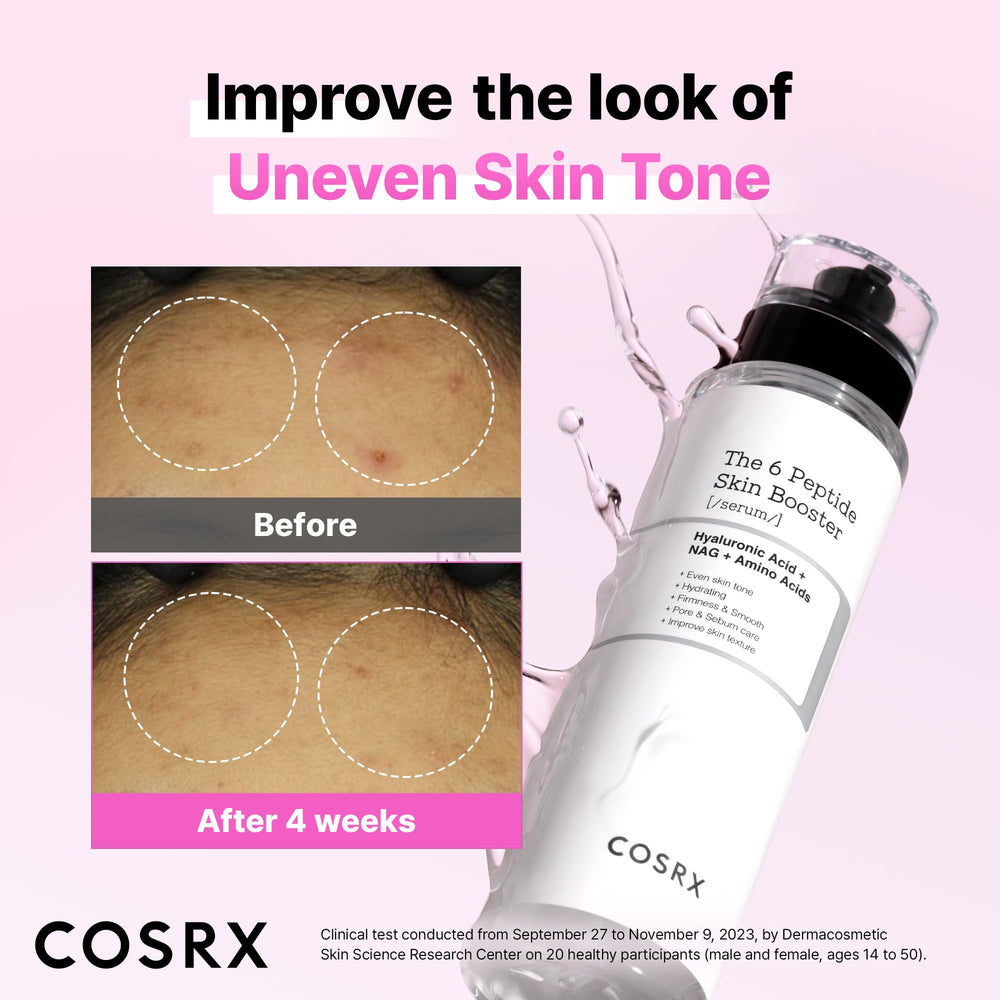 COSRX 6X Peptide Collagen Booster Toner Serum: textura ligera ideal para inicio rápido.