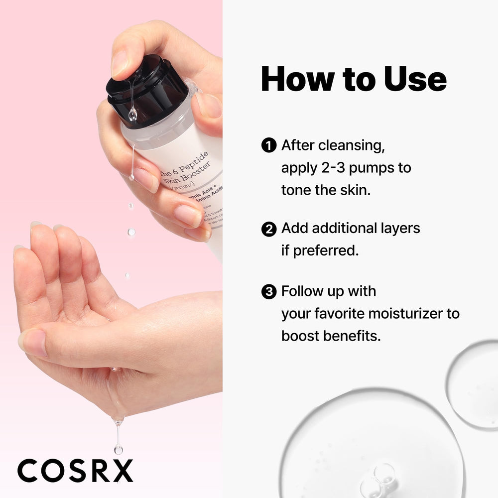 COSRX 6X Peptide Collagen Booster Toner Serum: presentación de uso diario para todo tipo de piel.