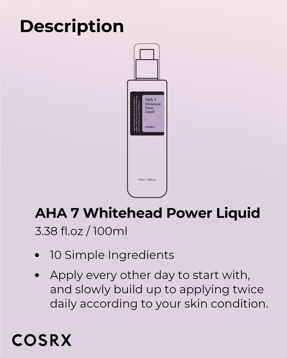 COSRX 7% ácido glicólico Whitehead Power Liquid: resultado potencial de piel clara y radiante