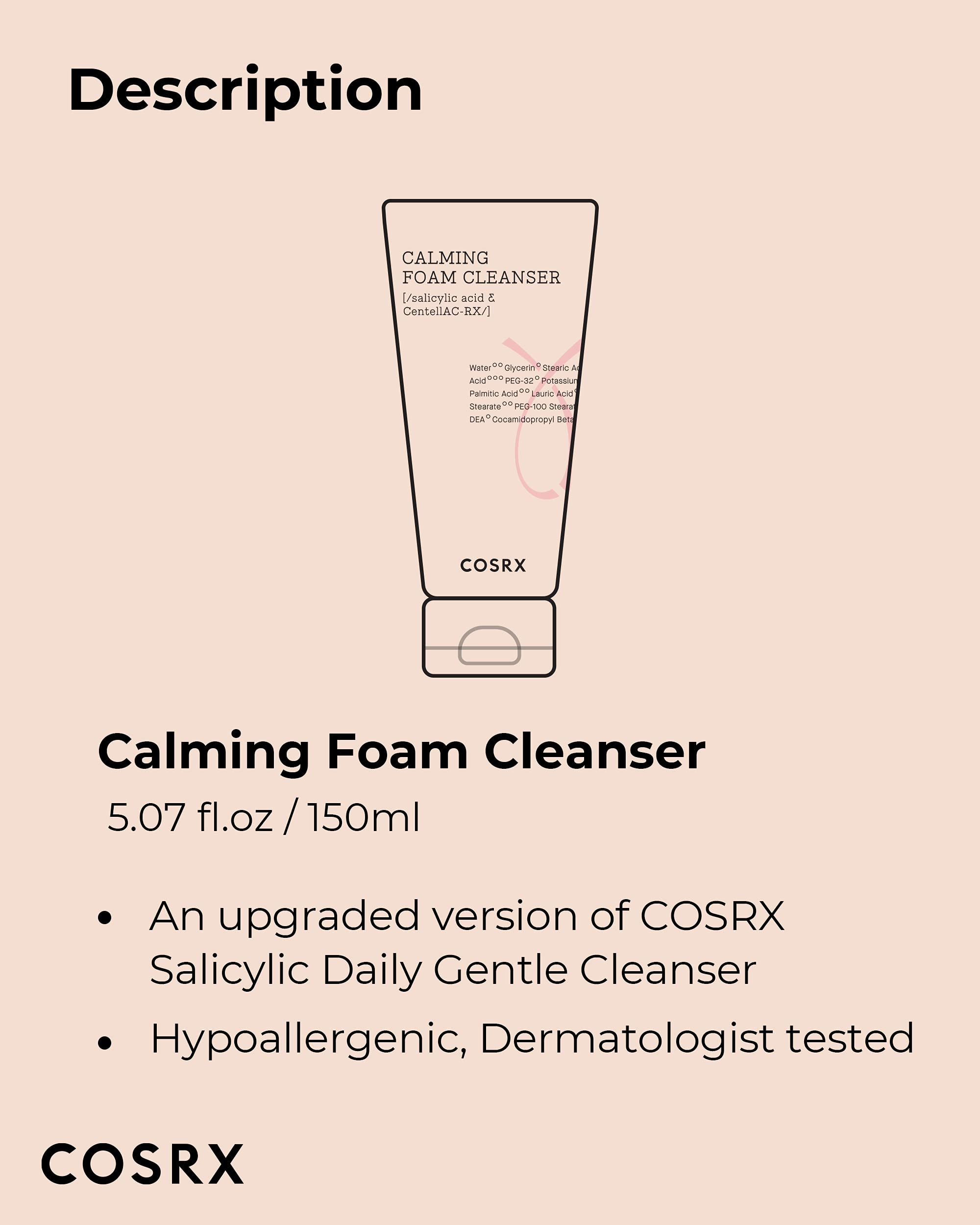 COSRX AC Collection Calming Foam Cleanser, envase práctico: uso diario cómodo.