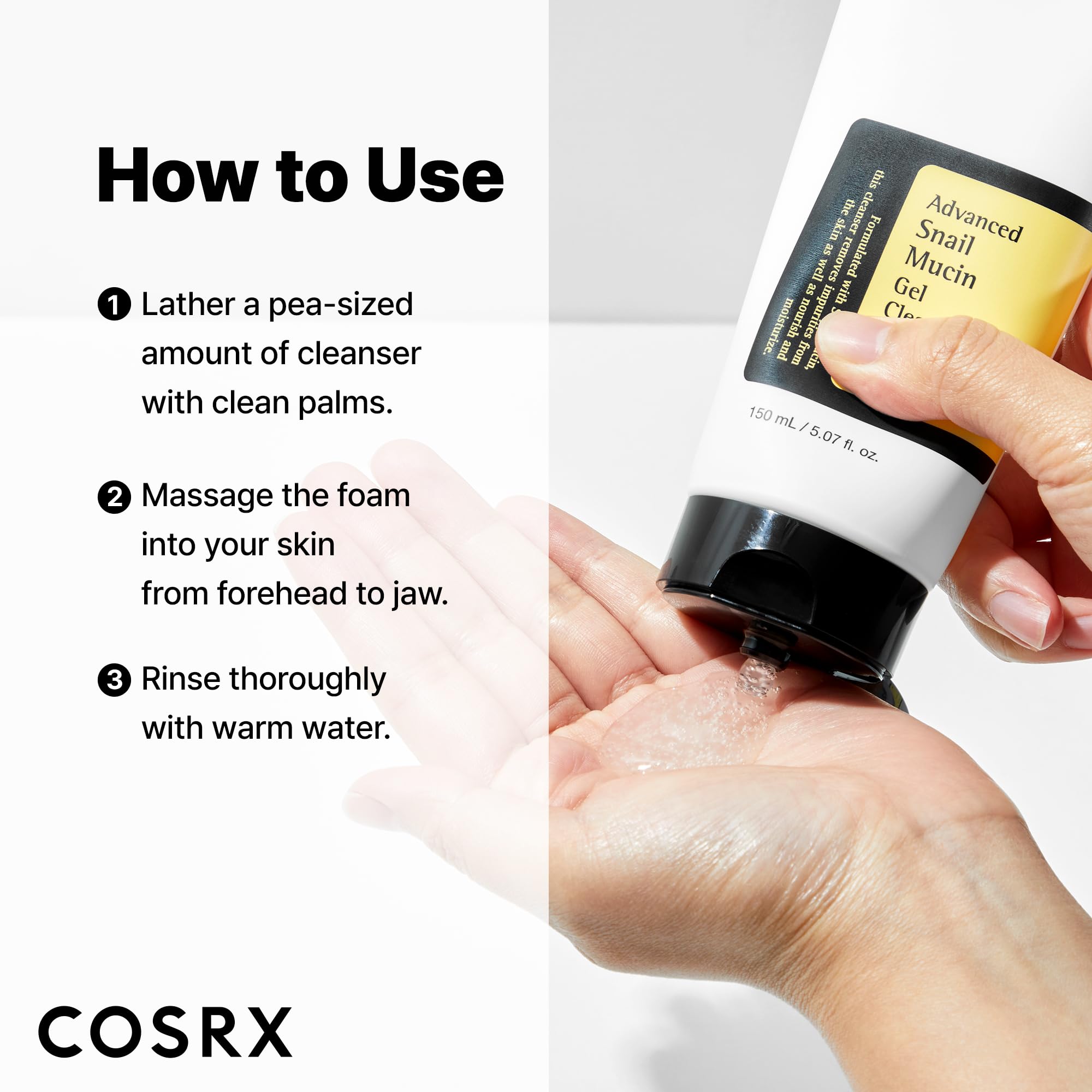 COSRX Advanced Snail Mucin Gel Cleanser prueba de parche recomendada.