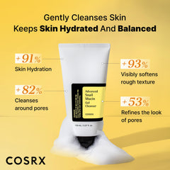 COSRX Advanced Snail Mucin Gel Cleanser textura densa que calma irritaciones.