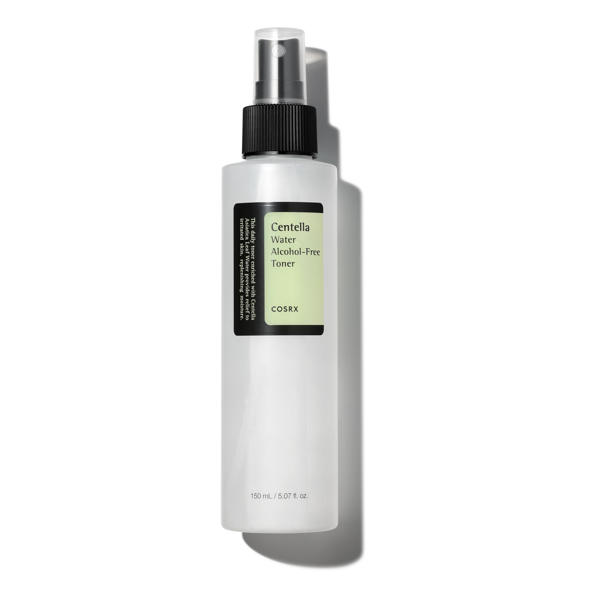 COSRX Alcohol-Free Cica Toner, botella elegante para aplicación suave y refrescante.