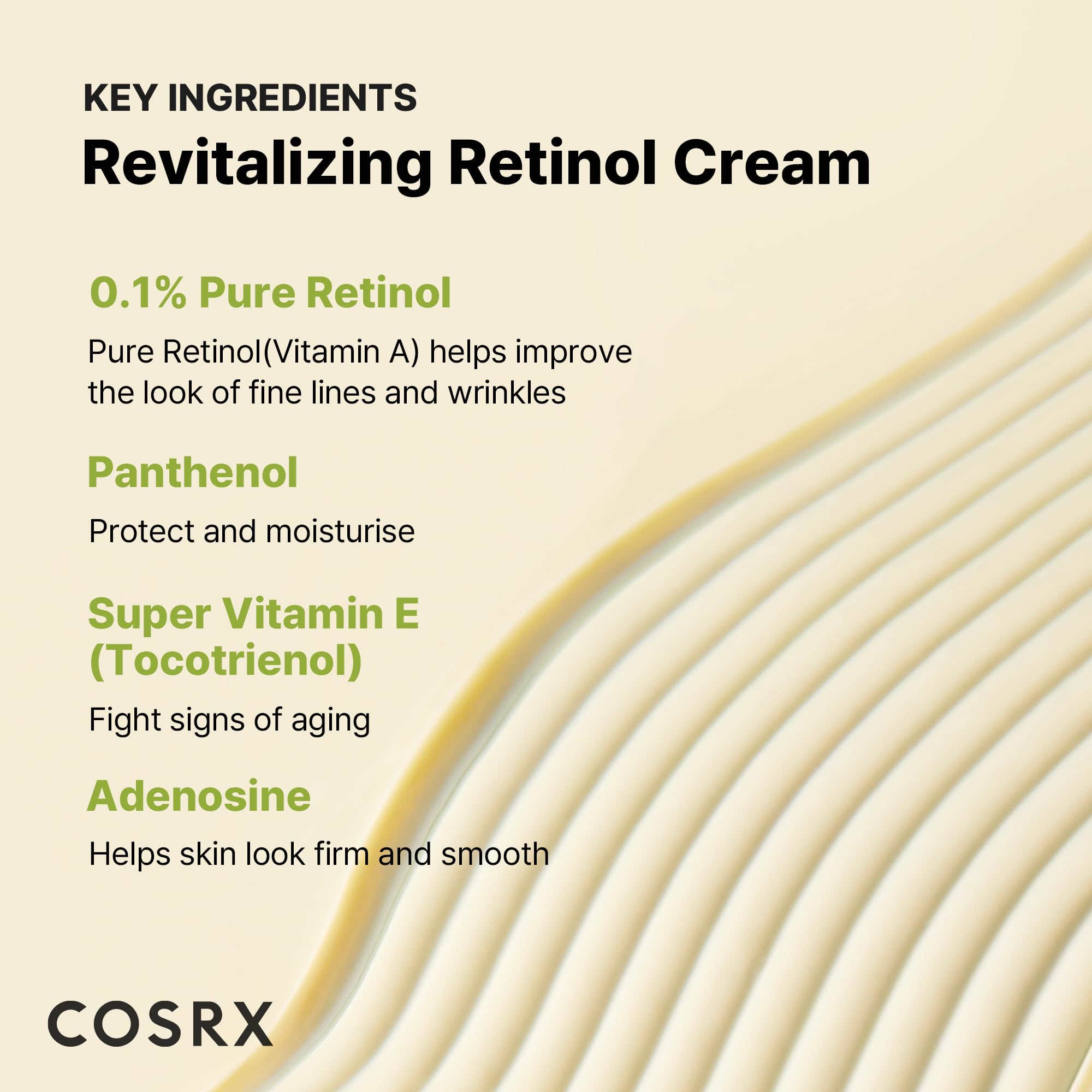 COSRX aplicación crema ojos, textura ligera que se absorbe rápido.