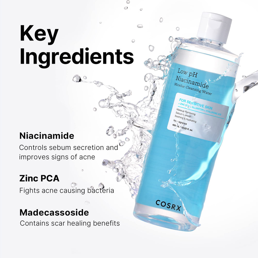 COSRX Niacinamida Micelar al aplicar con la mano, limpieza diaria suave.