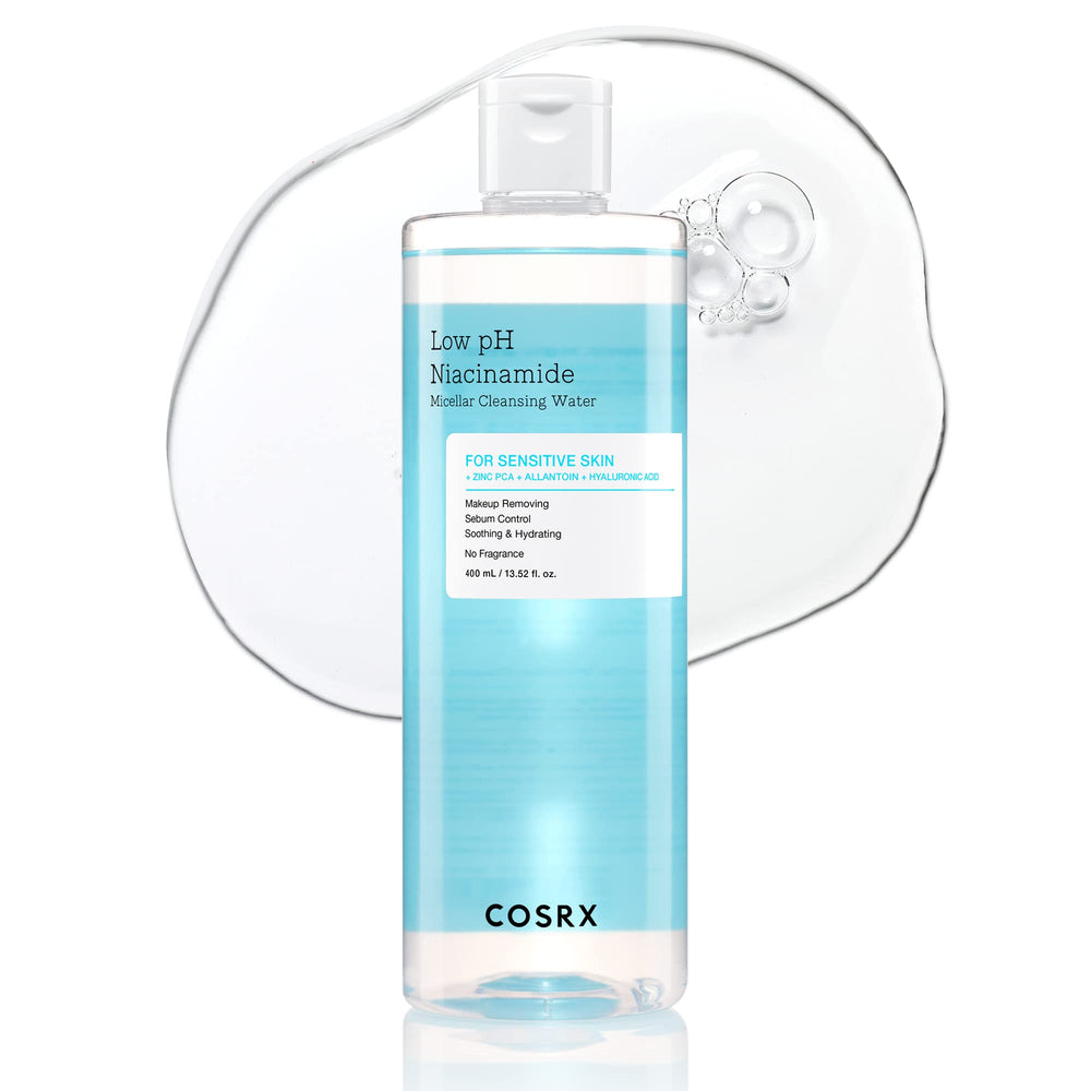 COSRX Niacinamida Micelar de bajo pH en botella de 400 ml para limpieza suave diaria.