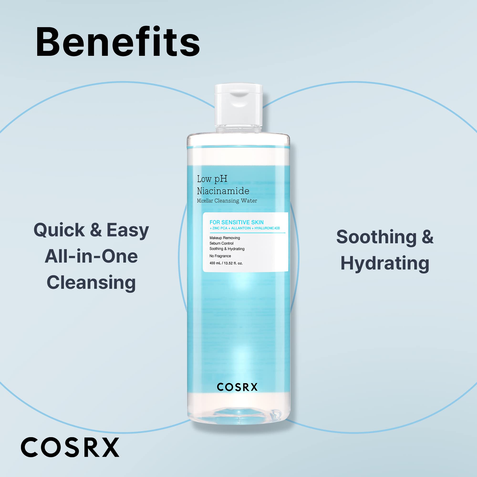 COSRX Niacinamida Micelar deja el rostro limpio y fresco tras la limpieza.