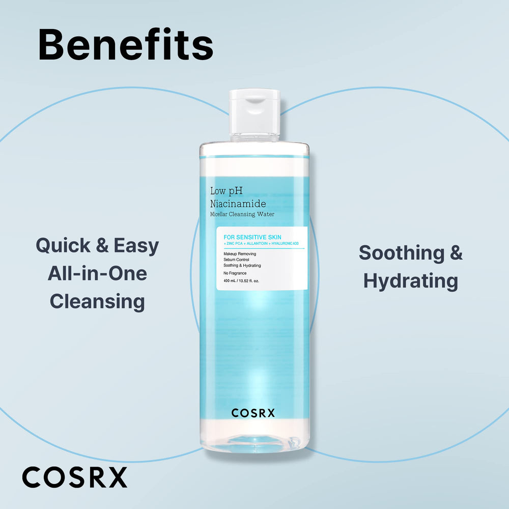 COSRX Niacinamida Micelar deja el rostro limpio y fresco tras la limpieza.