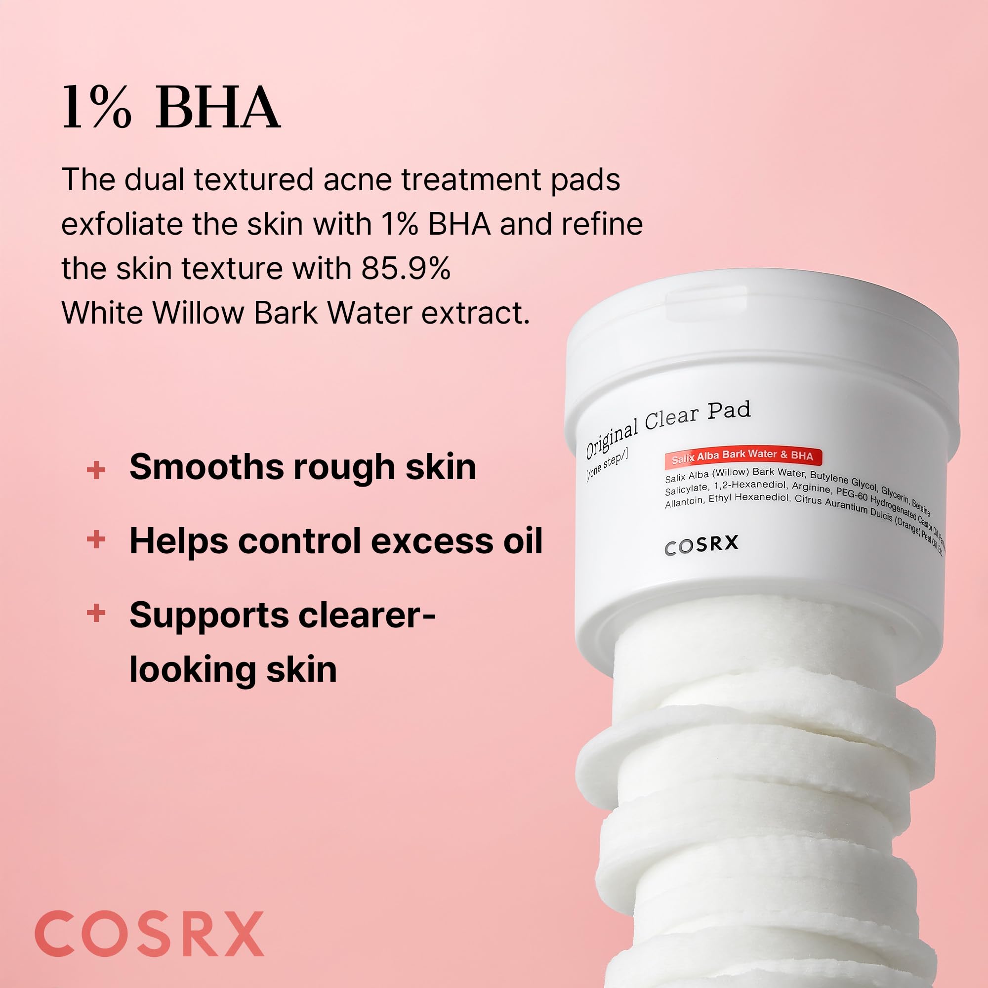 COSRX BHA Toner Pads – côté relief exfoliant pour enlever les impuretés