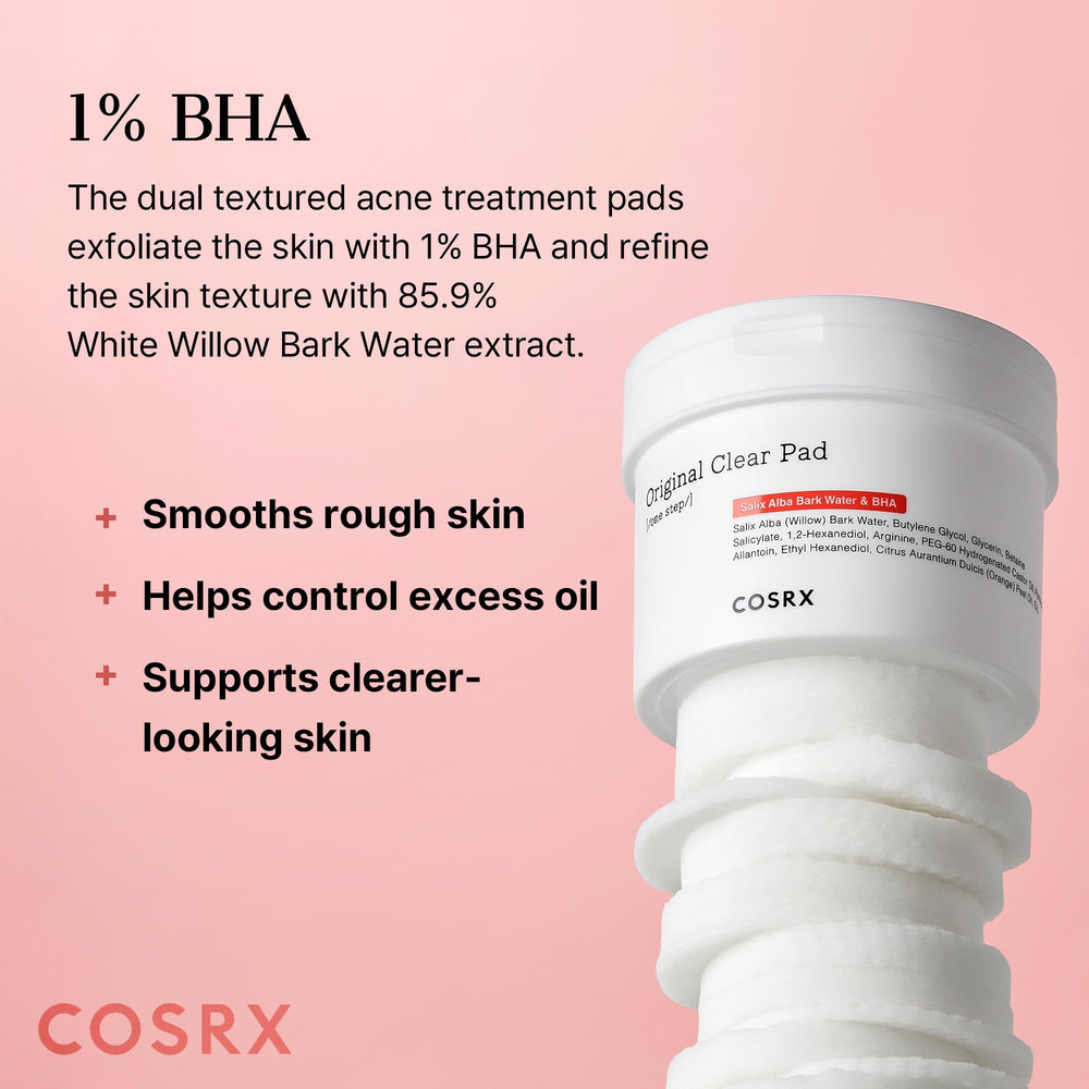 COSRX BHA Toner Pads – côté relief exfoliant pour enlever les impuretés