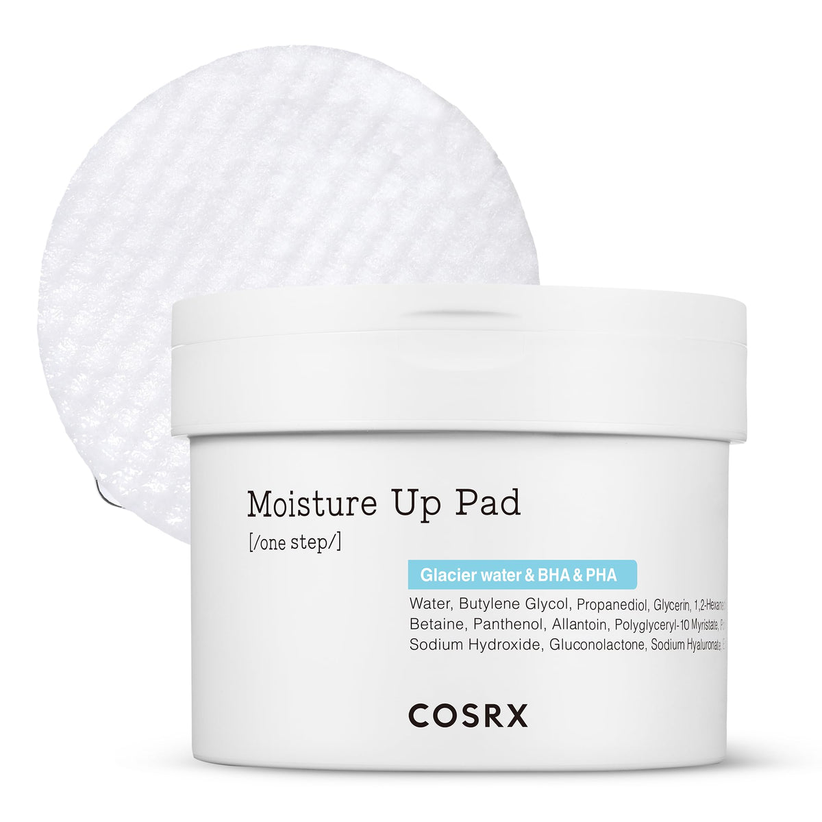 COSRX Discos exfoliantes hidratantes, empaque frontal para exfoliar e hidratar la piel