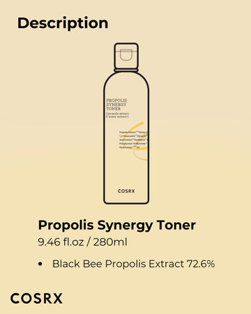 COSRX Etiqueta Propolis Toner: presencia de propóleos y miel para experiencia calmante.