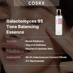 Aplicación de Cosrx Galactomyces Toner en rostro para absorción rápida