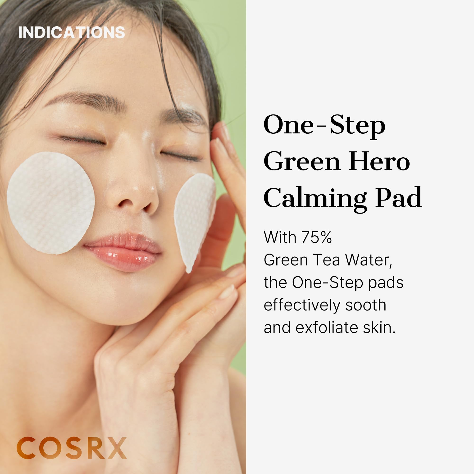 COSRX Almohadillas Calmantes Verdes: textura suave para exfoliar sin irritar.