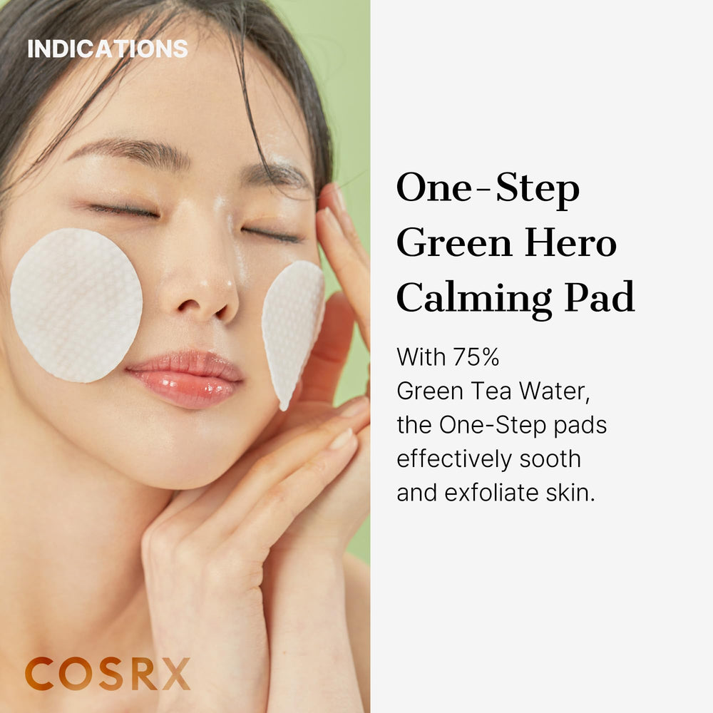 COSRX Almohadillas Calmantes Verdes: textura suave para exfoliar sin irritar.