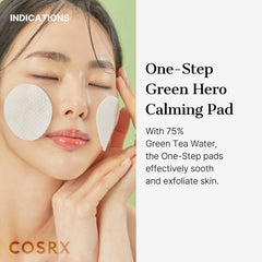COSRX Almohadillas Calmantes Verdes: textura suave para exfoliar sin irritar.