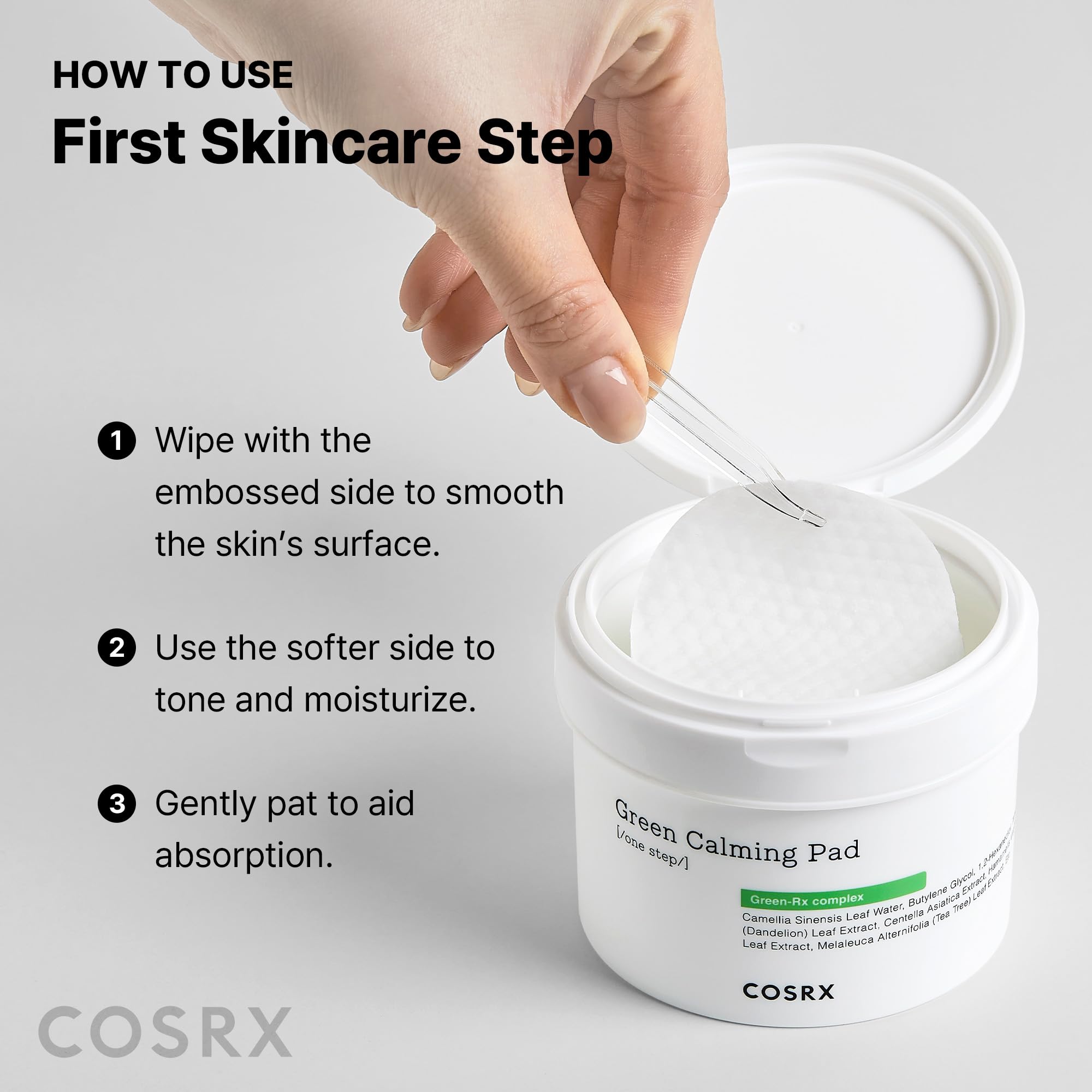 COSRX Almohadillas Calmantes Verdes: ideal para rutina diaria de cuidado facial.