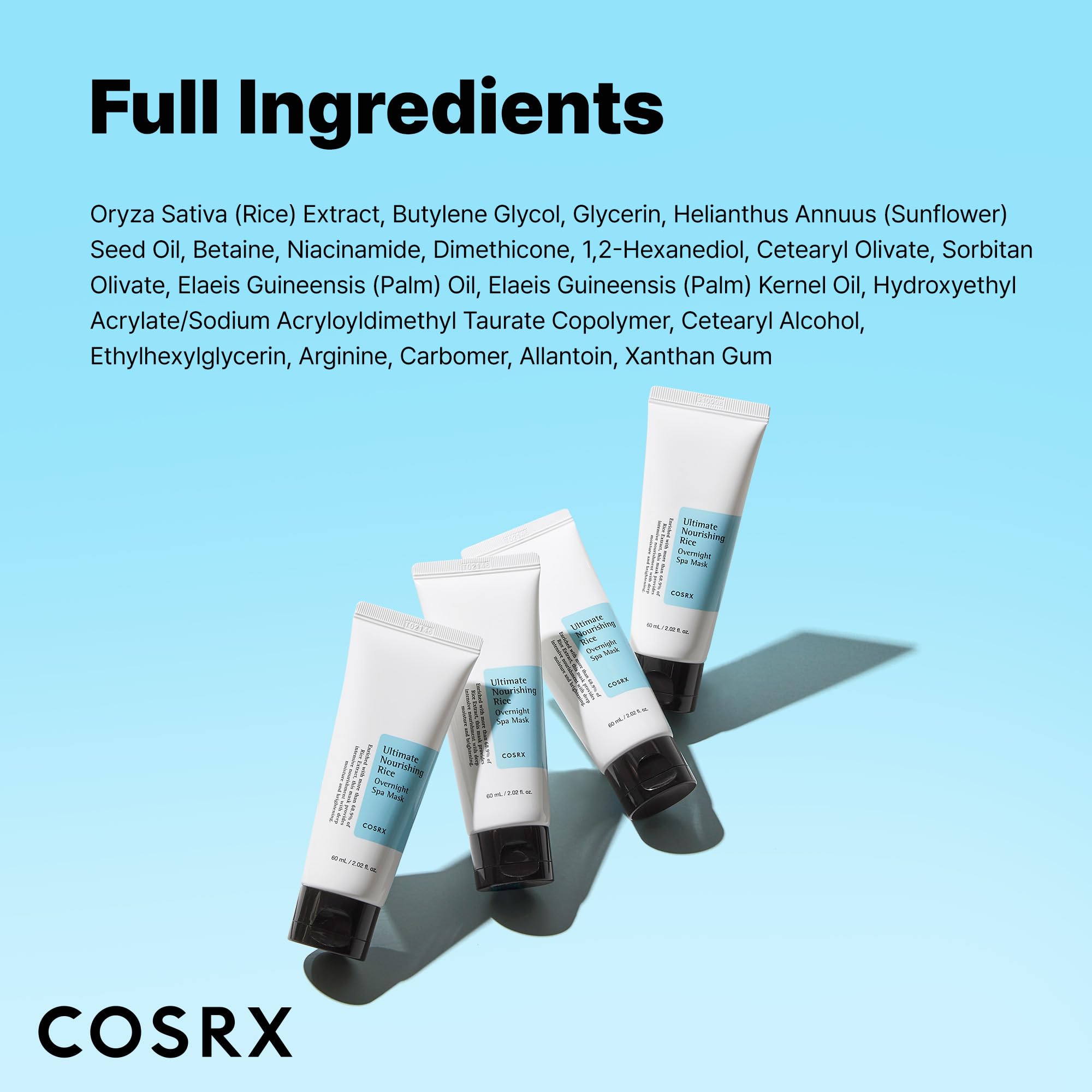 COSRX ingrediente arroz 68% y cuidado de hidratación en la rutina nocturna.