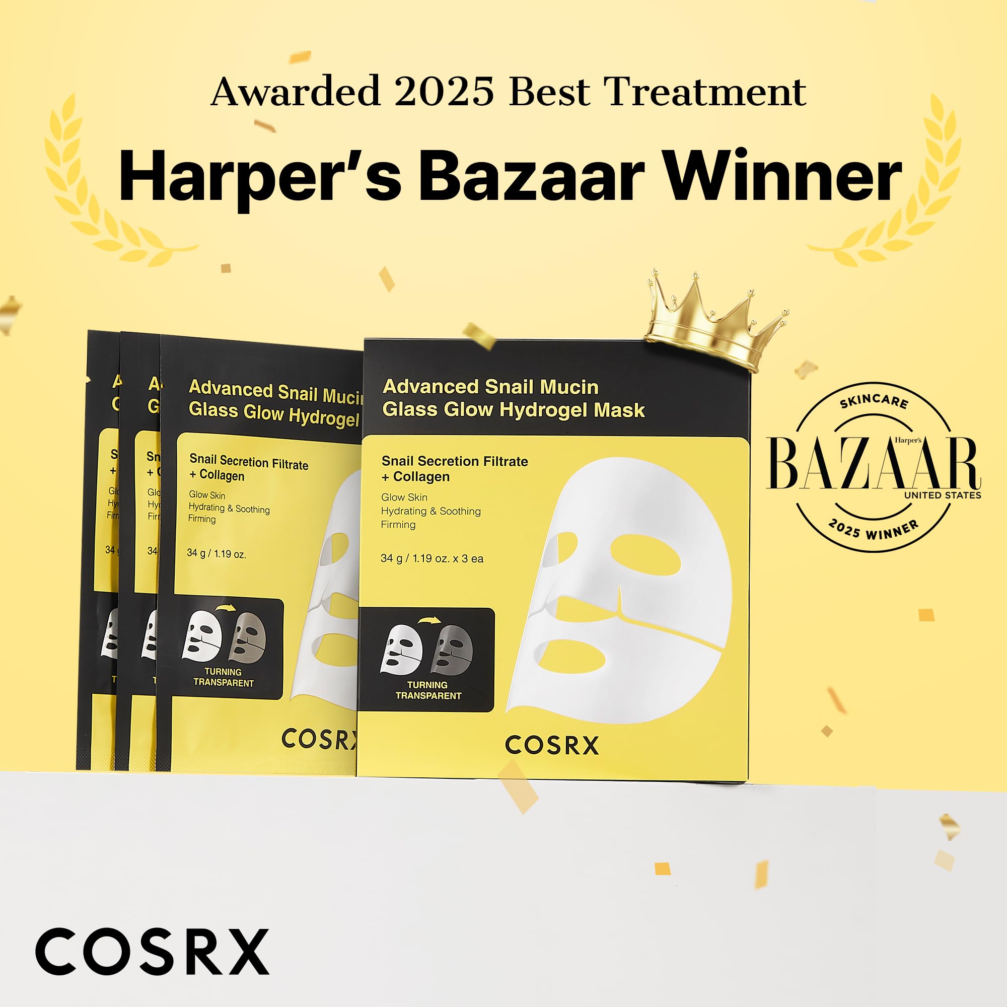 COSRX mascarilla hidrogel aplicada en rostro para piel radiante y suave