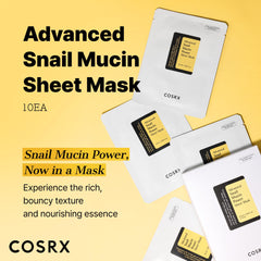 COSRX mascarilla de mucina de caracol, aplicacion facial rapida.