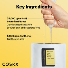 COSRX mascarilla de mucina de caracol, textura seda.