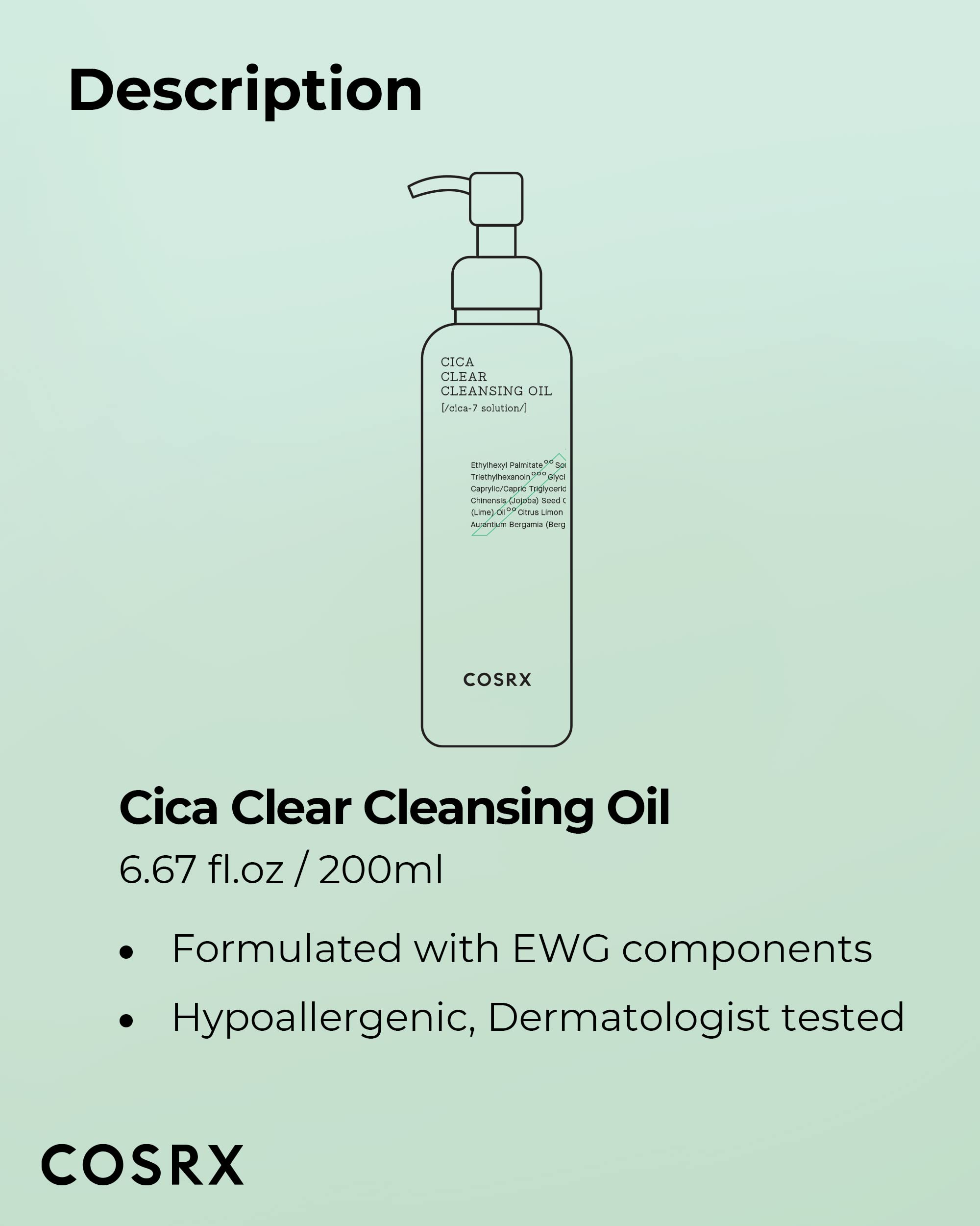COSRX Aceite Limpiador Cica protege la barrera cutánea tras la limpieza