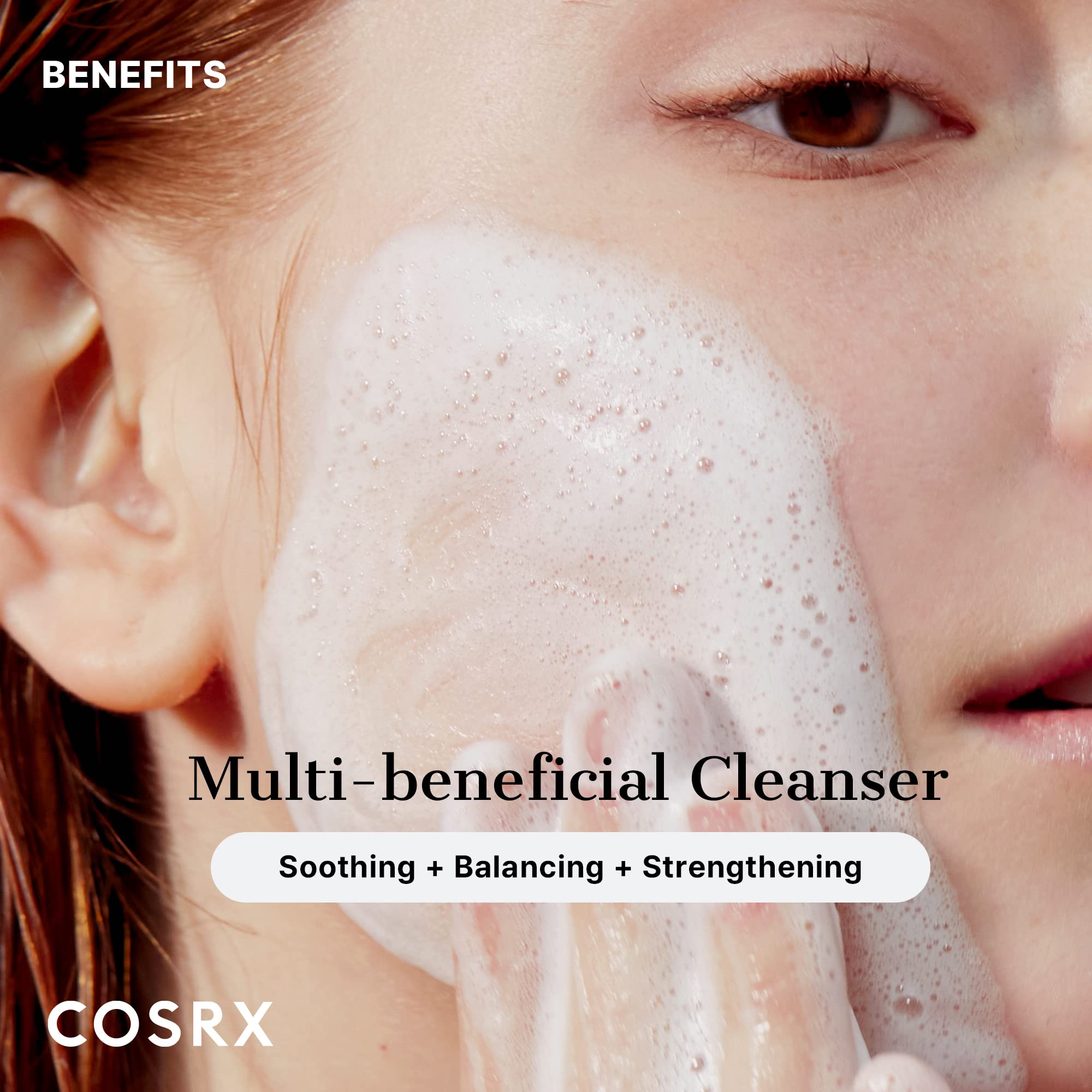 COSRX Pure Fit Cica Foam Cleanser etiquetas sin fragancias, apto para piel sensible.