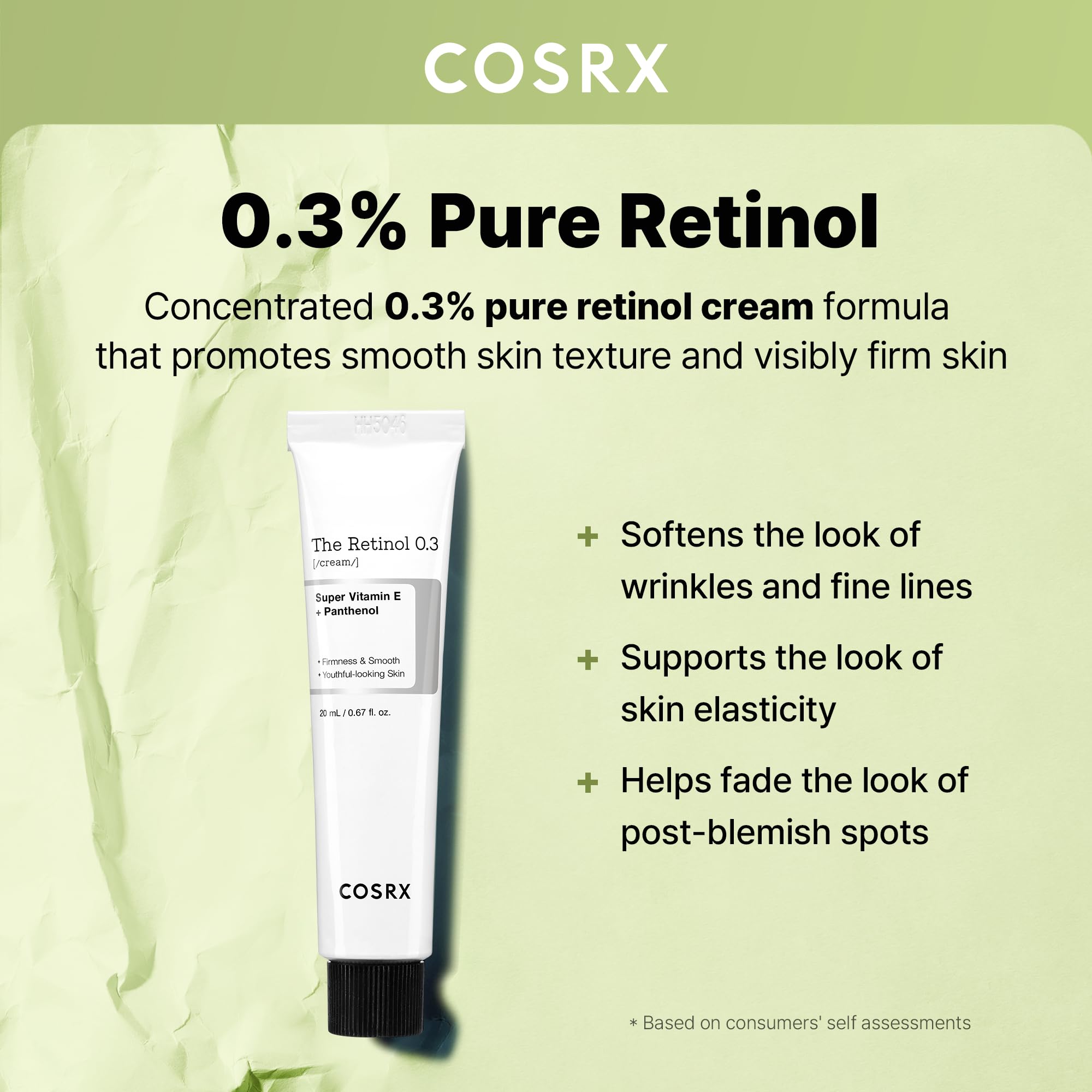 COSRX Retinol 0.3% Cream ojos-cuello: piel más firme y menos líneas.