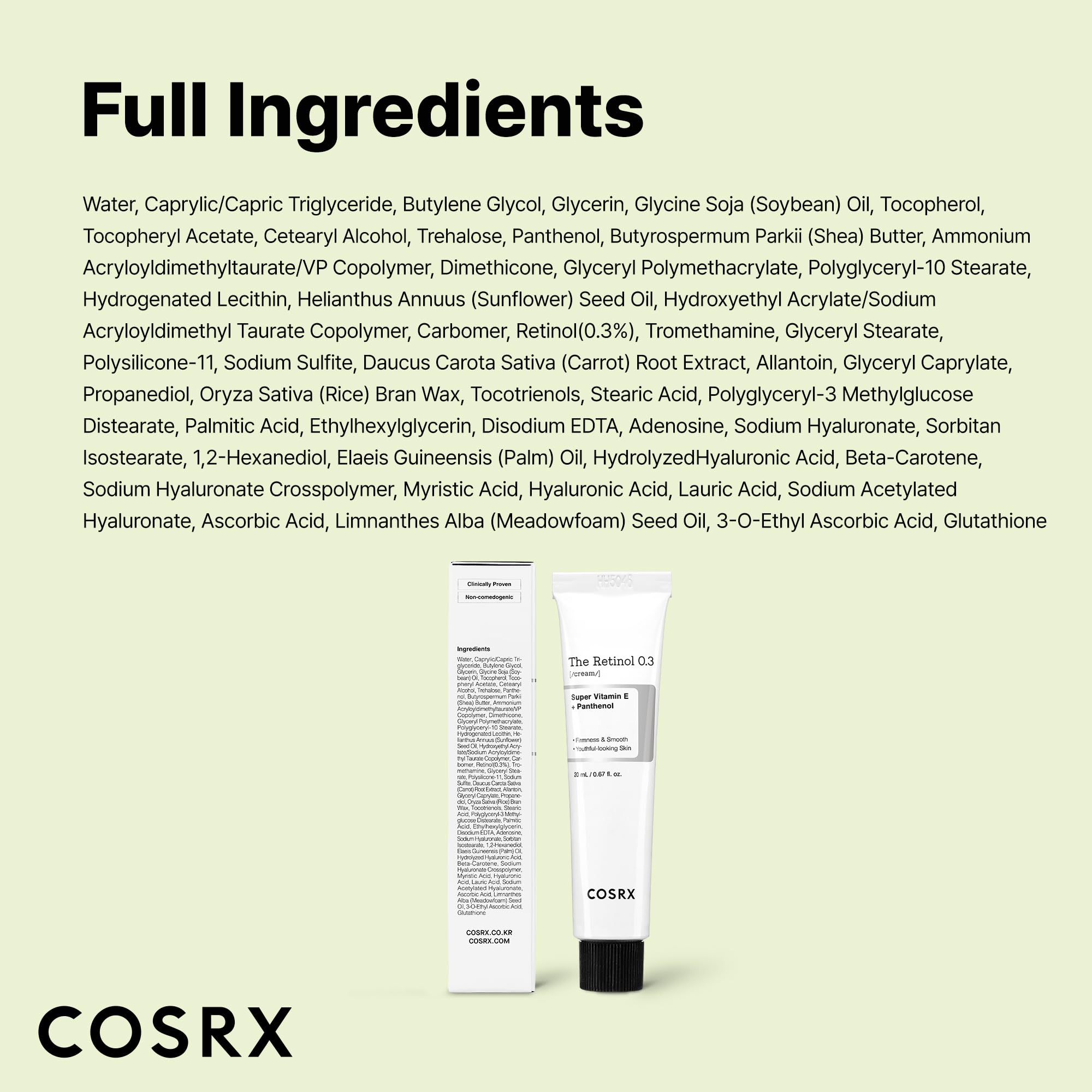 COSRX Retinol 0.3% Cream rutina diaria de cuidado facial.