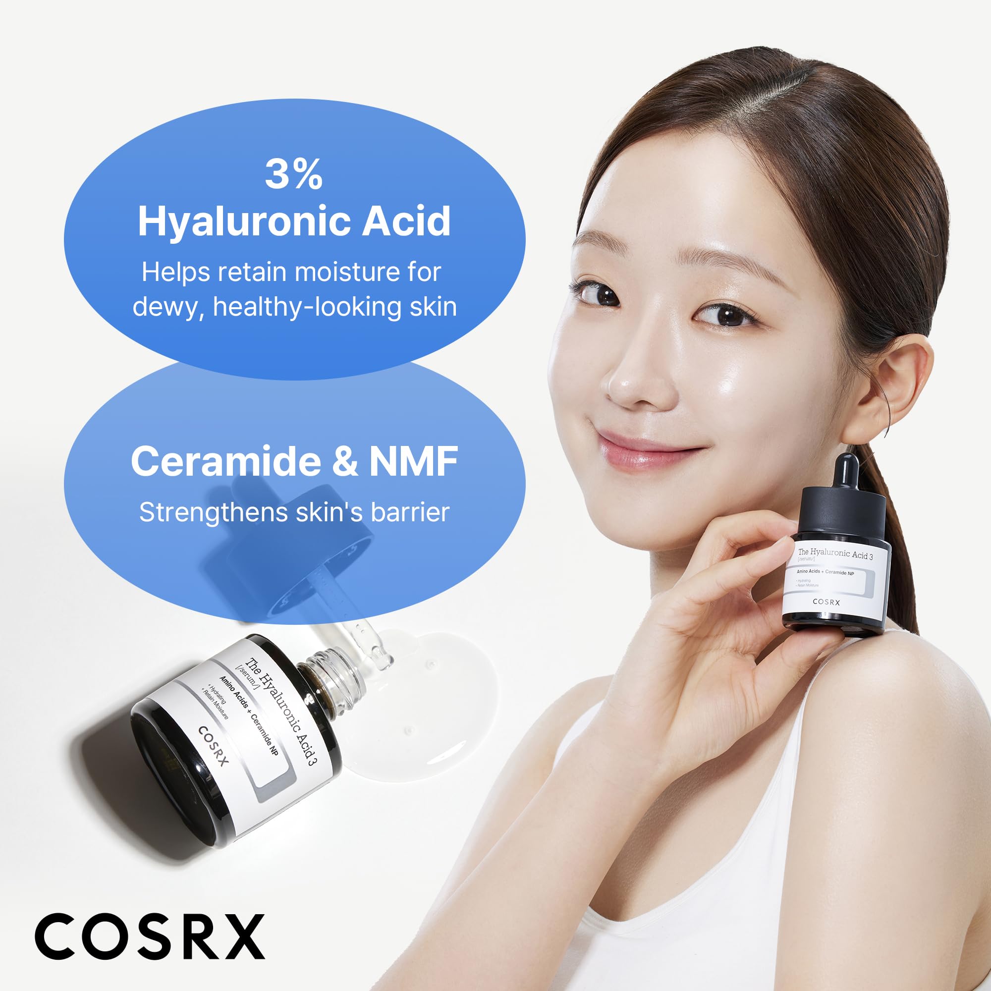 COSRX Serum: ceramidas y NMF fortalecen la barrera de la piel.