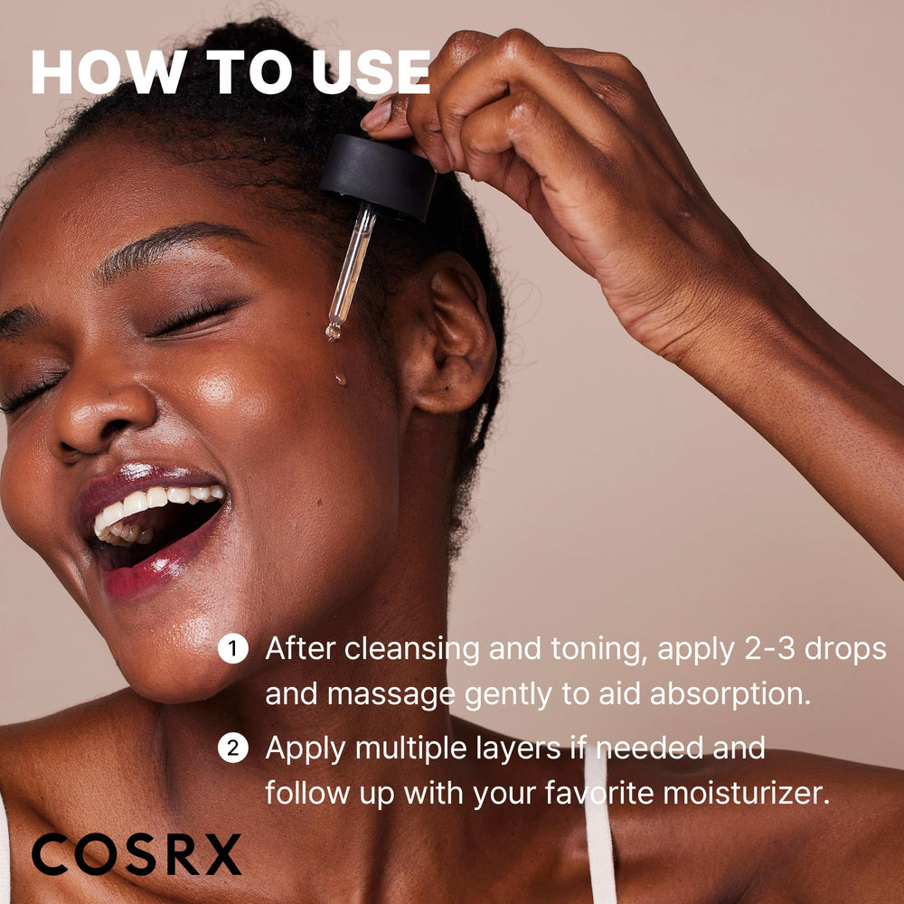 CosRX suero para piel sensible, aplicación suave y sin irritación.