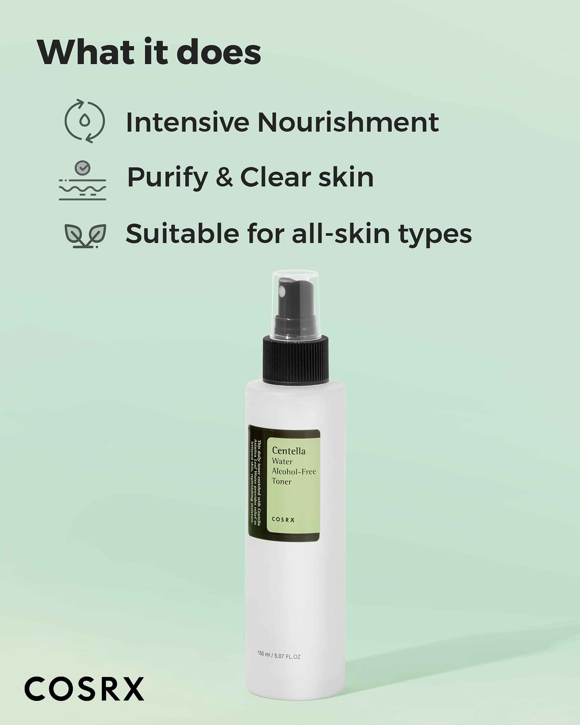 COSRX Toner, aplicación en rostro con spray suave e hidratante.