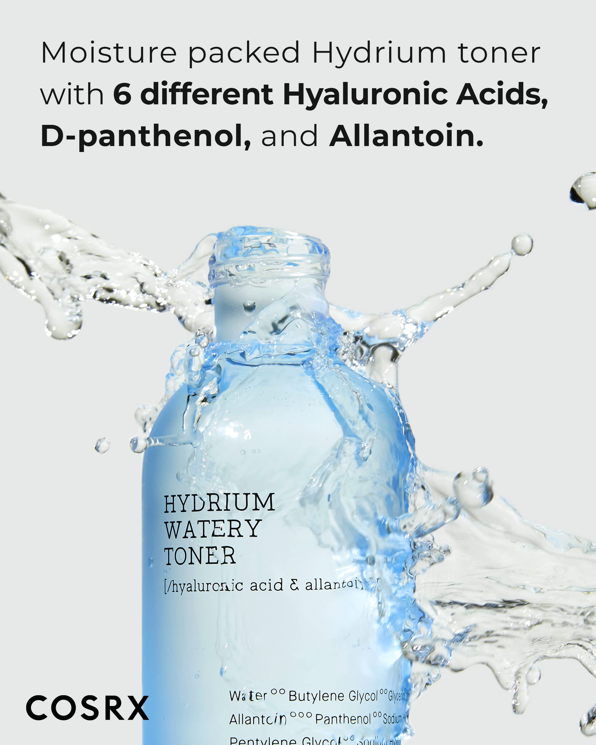 COSRX Hydrium Watery Toner, aplicación con algodón para tonificar suave.