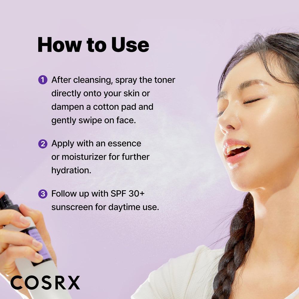 COSRX tónico exfoliante suave para una textura más uniforme.