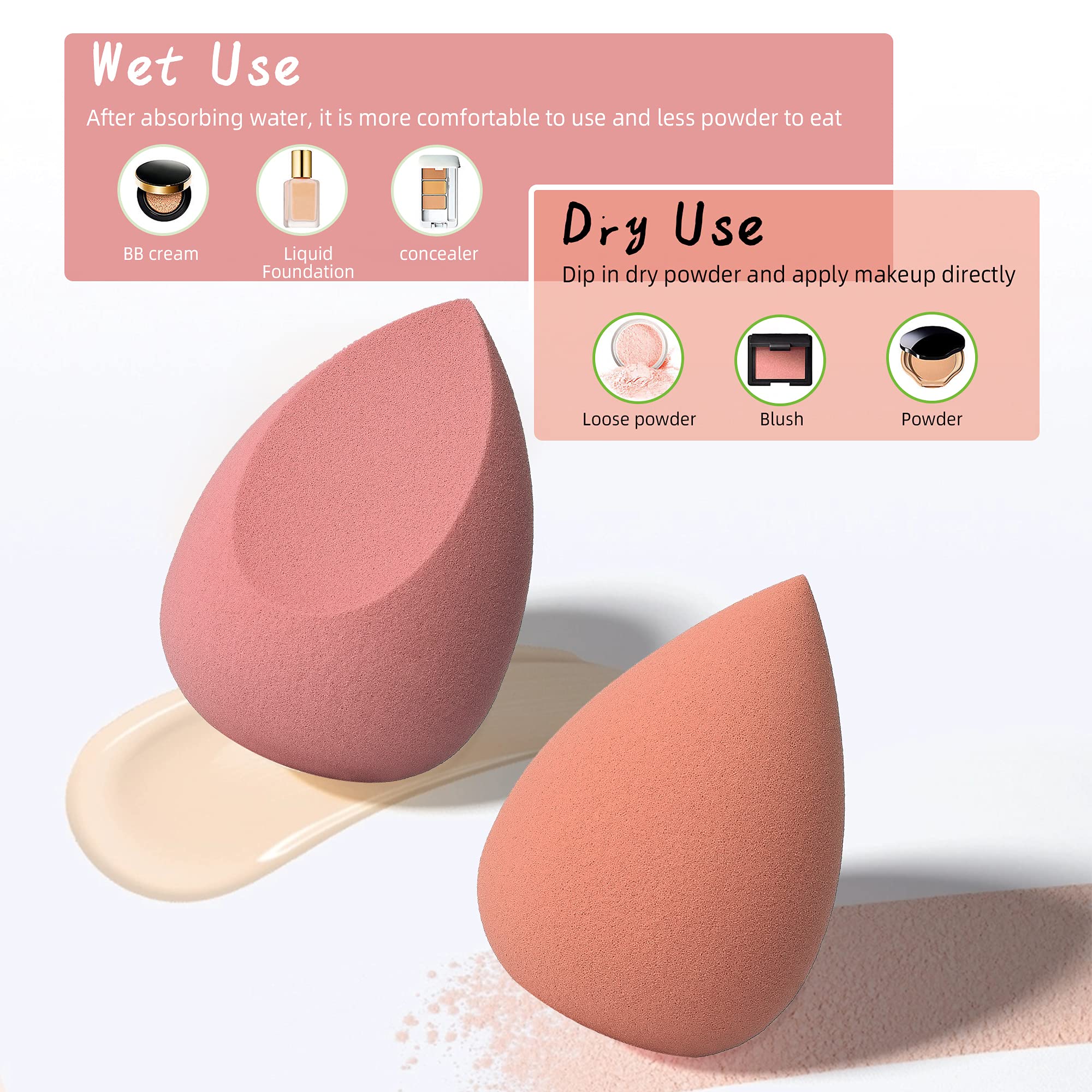 COSTICA esponjas maquillaje, serie rosas tono rosa suave para acabado natural
