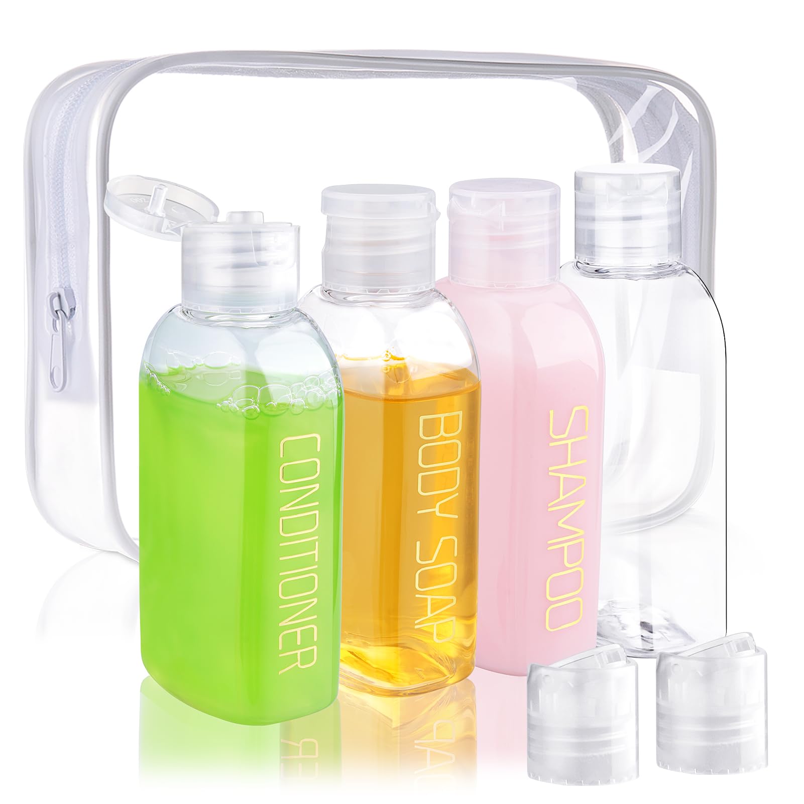Cosywell frascos de viaje de 100 ml con etiquetas para champú