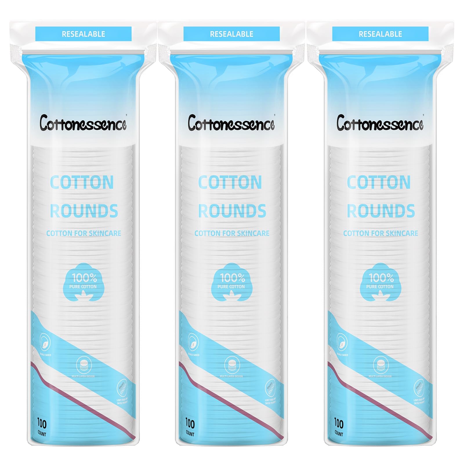 Cottonessence desmaquillante facial: disco de algodón suave para piel sensible.