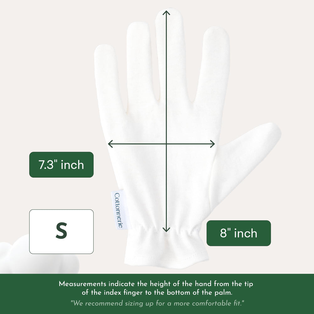 Guantes Cottonnerie de algodón para hidratación nocturna de manos secas.