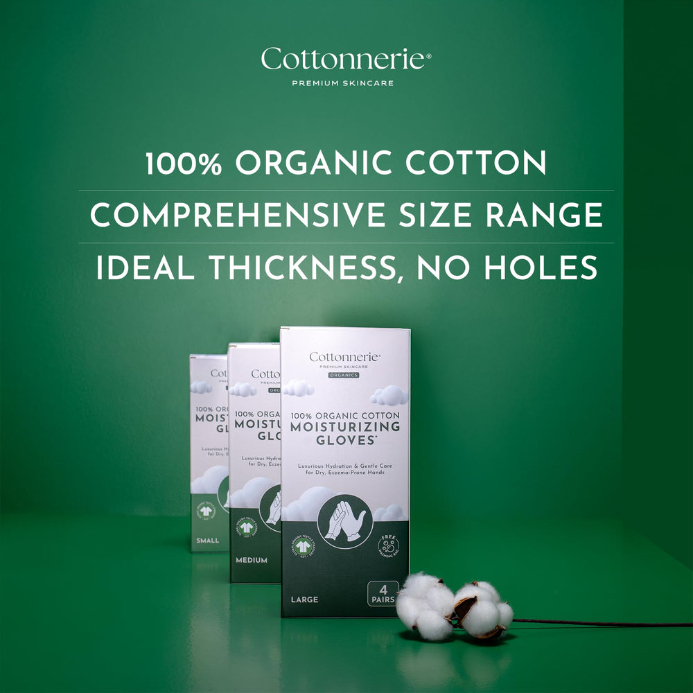 Guantes Cottonnerie de algodón orgánico, ajuste cómodo para tallas S, M y L.