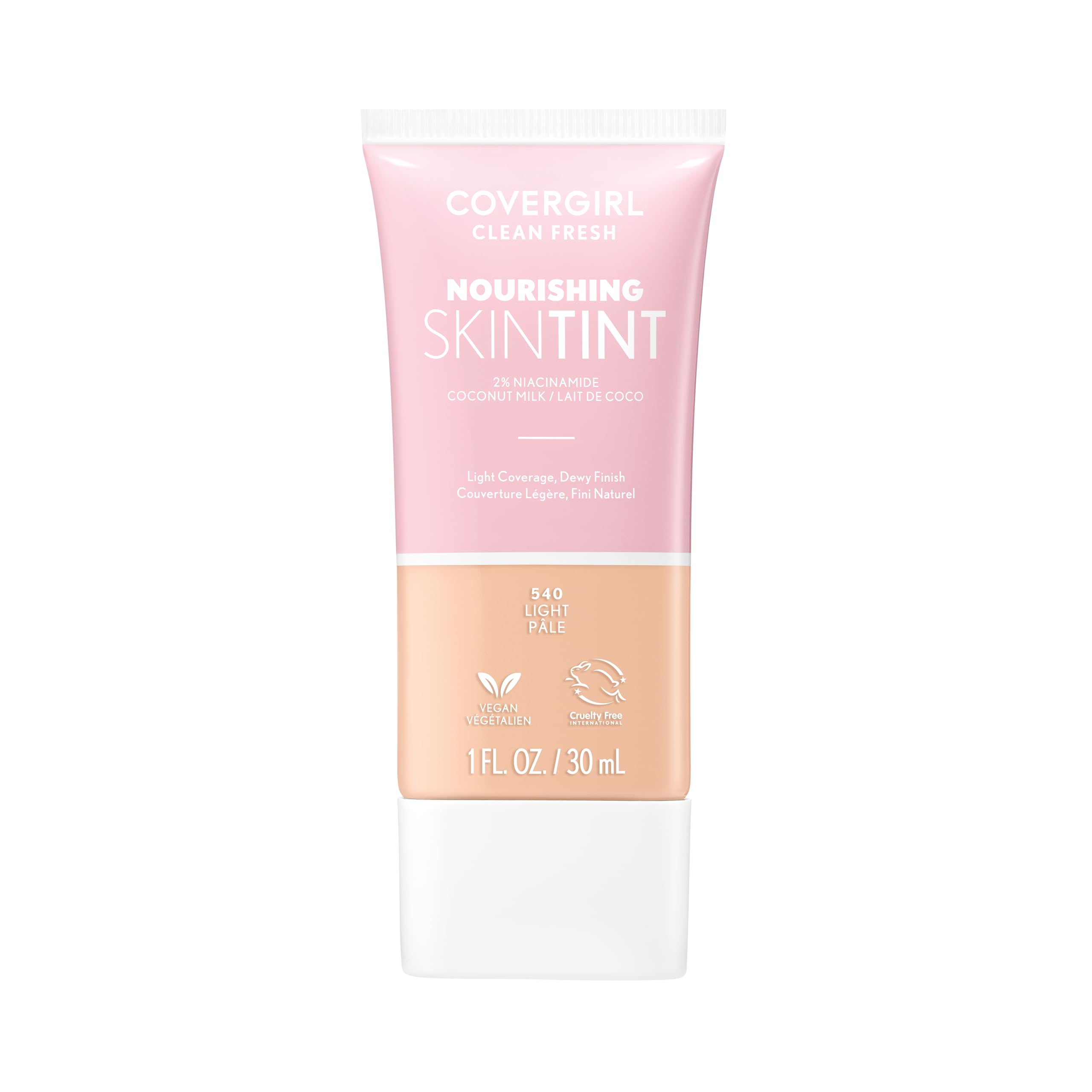 COVERGIRL Clean Fresh Skin Milk Foundation en botella, base ligera para un acabado natural.