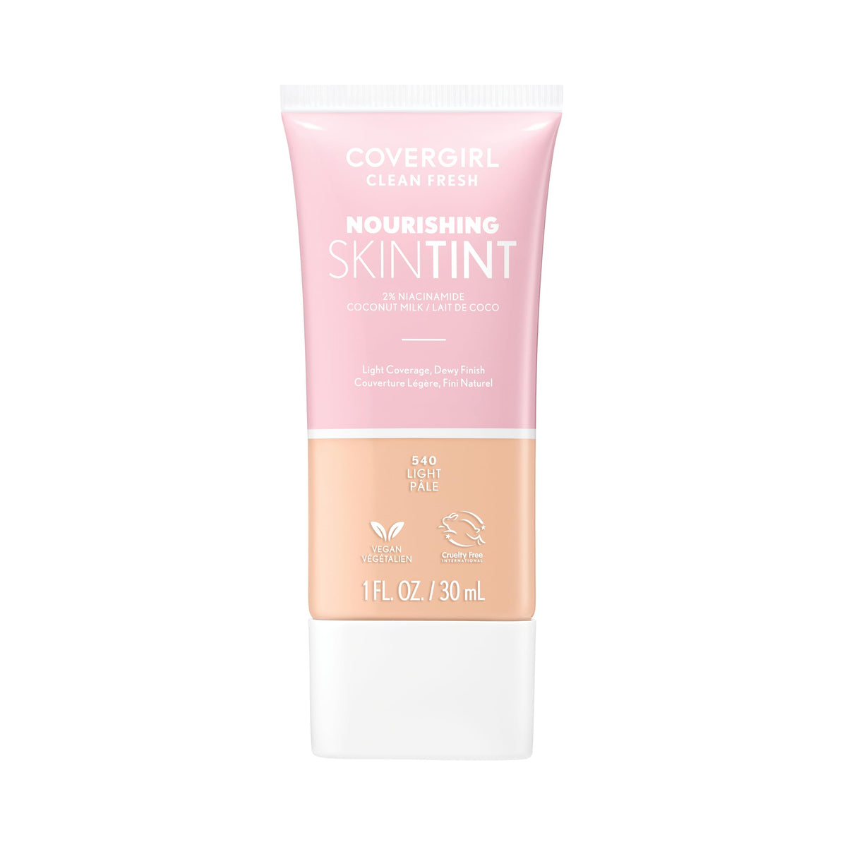 COVERGIRL Clean Fresh Skin Milk Foundation en botella, base ligera para un acabado natural.